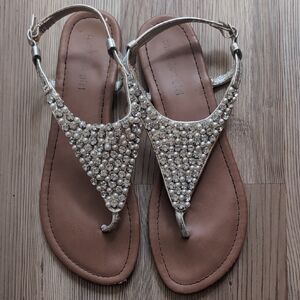 Madden Girl Embellished Thong Sandals Silver